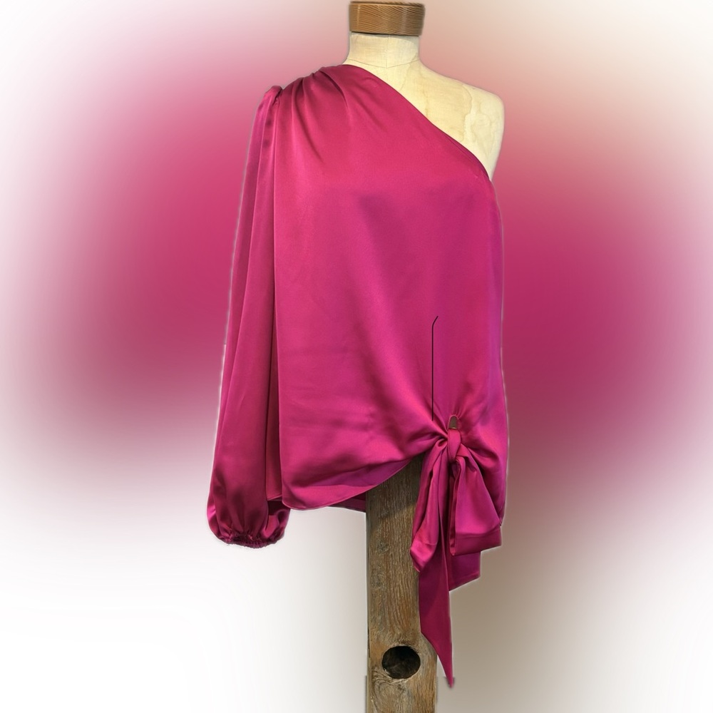 Milly Pink Satin One Shoulder Top
